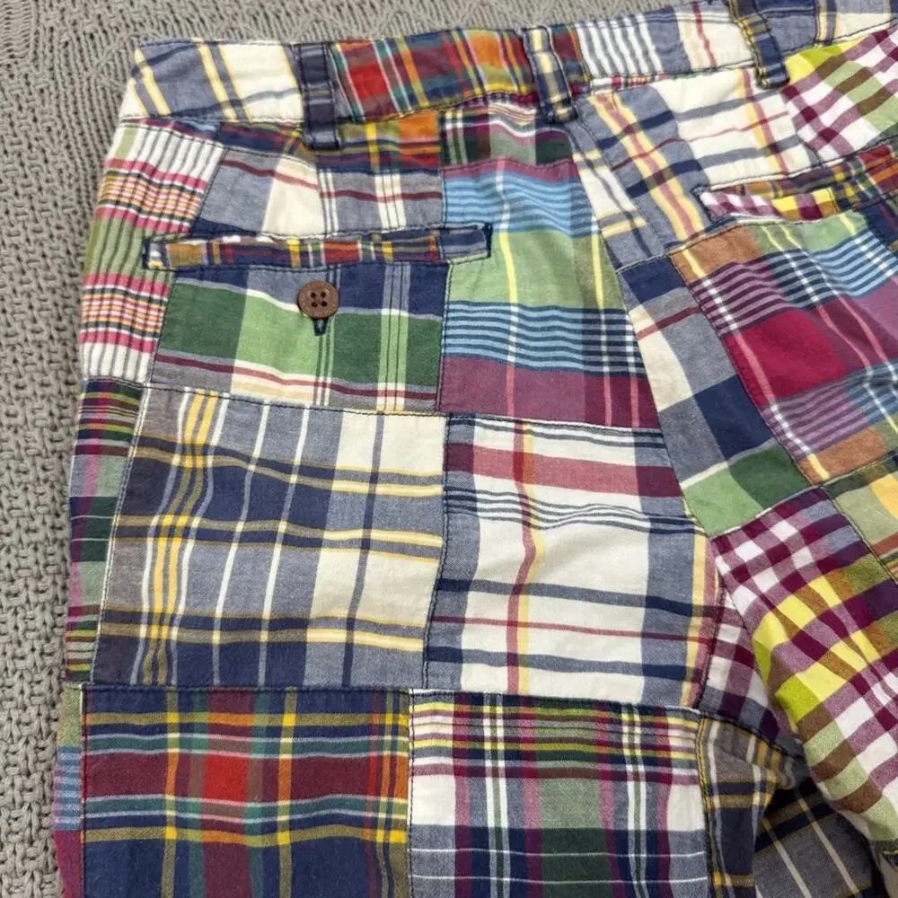 Ralph Lauren Vintage 90s Madras Patchwork Multicolor Plaid Kids Shorts ~ 12